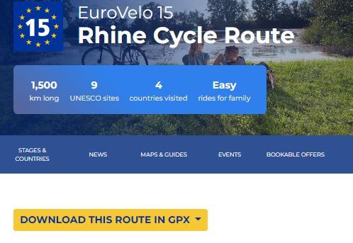 EuroVelo routes verrijkt met gpx-tracks